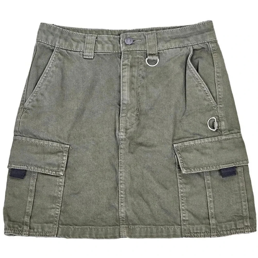 Forever 21 Cargo Skirt Women's Size Small Olive Green Cotton 4 Pocket‎ Mini